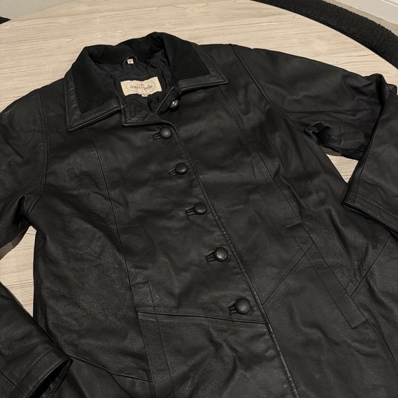 Pelle Studio Jackets & Blazers - Club Donna Pelle 100% Leather Long Trench Coat Jacket Black SMALL Velvet Collar